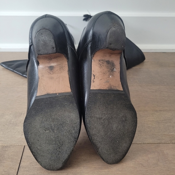 Vintage 80's black genuine leather mid calf boots Size 7 - Picture 15 of 16